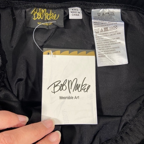 Bob Mackie Women’s Wearable Art Midi Skirt Size XXS Black Burnout Velvet Goth - Picture 3 of 9